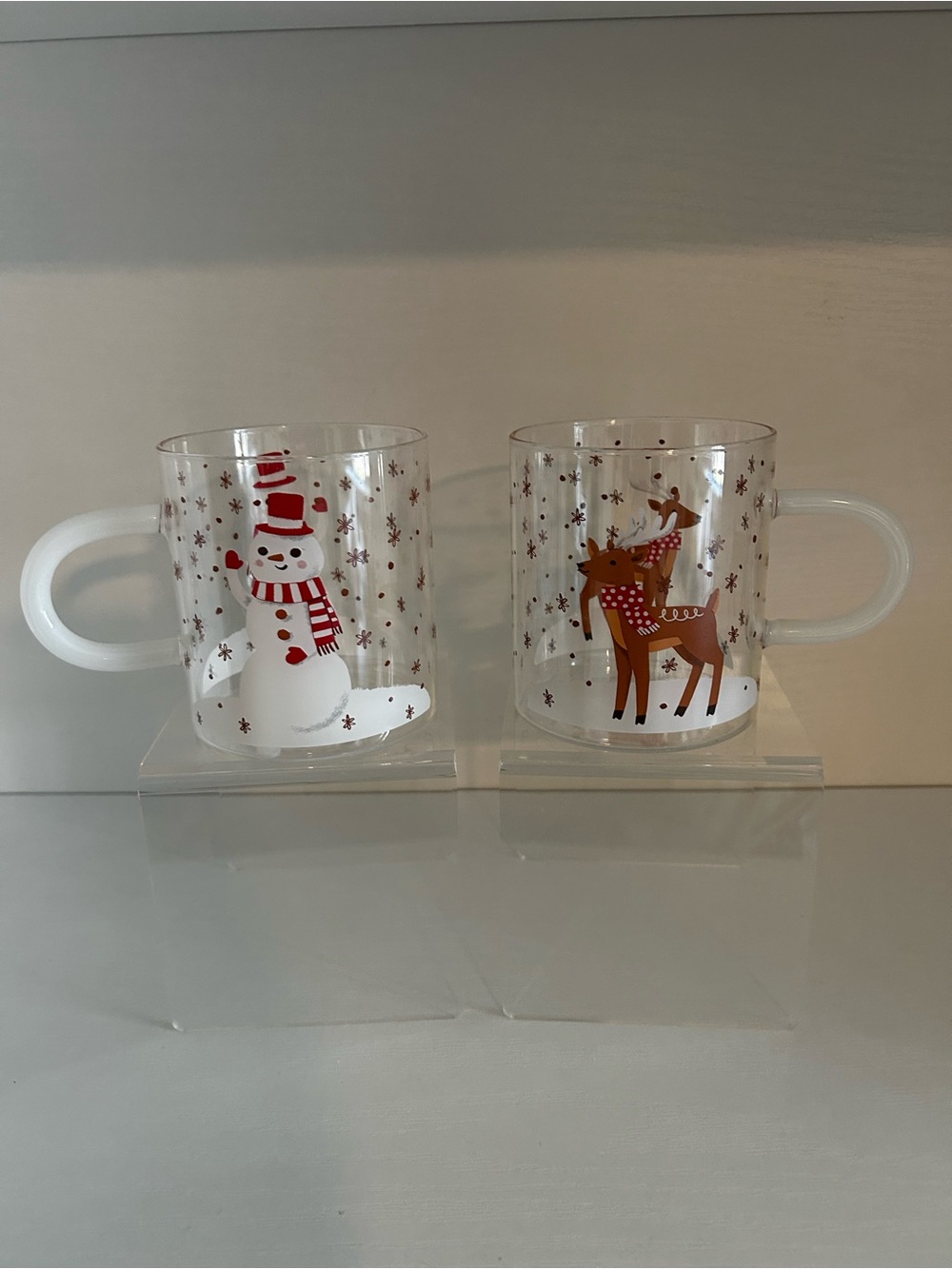 Glass Christmas mugs set of 2